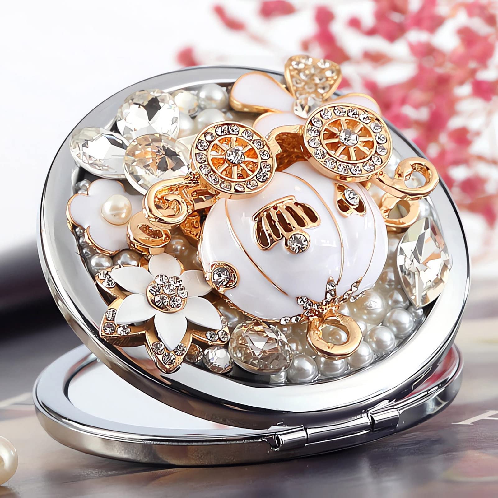 Amazon.com: Amanman Cute Compact Mirror Pumpkin Coach Small Mirror